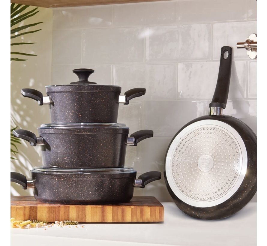 Karaca Bio granit Black Gold 7-teiliges Topfset