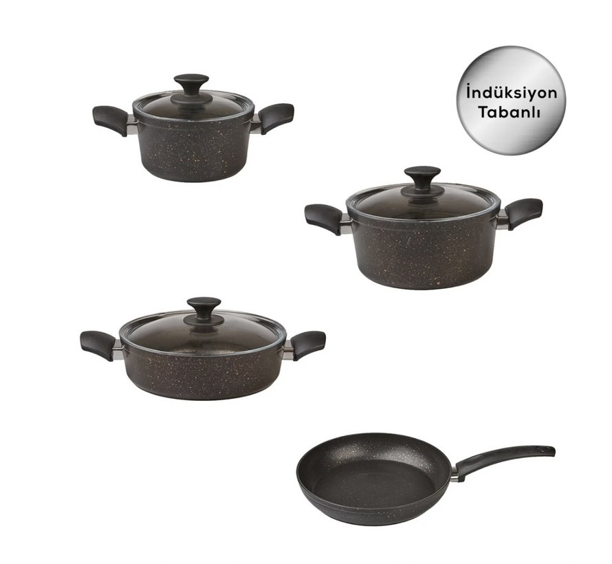 Karaca Bio granit Black Gold 7-teiliges Topfset
