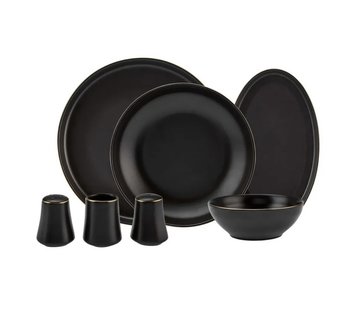 KARACA Karaca Elara Matte Black 57 Pieces New Bone Dinnerware Set for 12 Persons