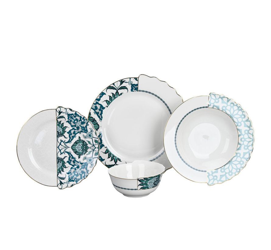 Neva Mentol Hibrit 6-Person | 24 -Piece Dinnerware Set