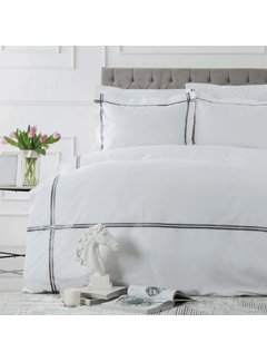 KARACA HOME Karaca Home White Collection Valse Grau Satin Stripe Percale Doppelbettwasche