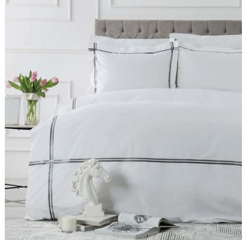 KARACA HOME Karaca Home White Collection Valse Grau Satin Stripe Percale Doppelbettwasche