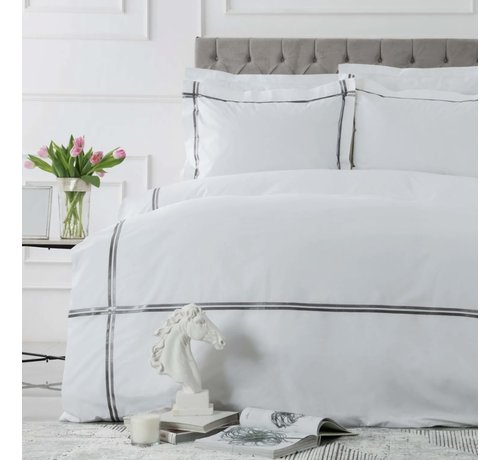 KARACA HOME Karaca Home White Collection Valse Grau Satin Stripe Percale Doppelbettwasche