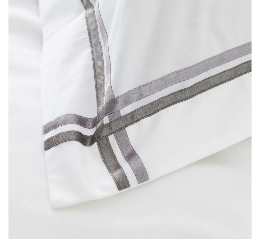 Karaca Home White Collection Valse Gri Satin Stripe Dekbedovertrek 2 persoons