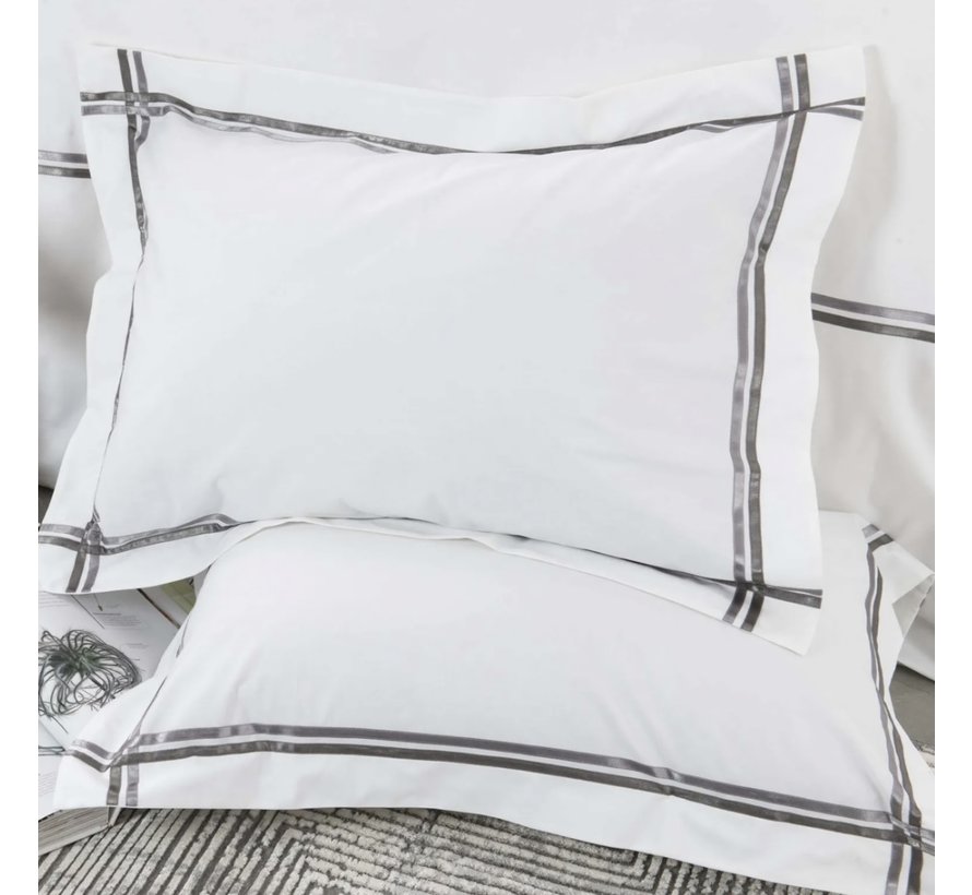 Karaca Home White Collection Valse Grau Satin Stripe Percale Doppelbettwasche