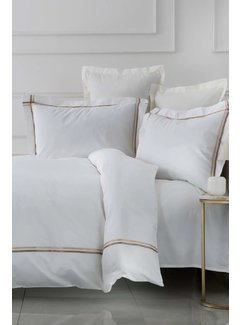 KARACA HOME Karaca Home White Collection Valse Beige Satin Stripe Percal Double Duvet Cover Set