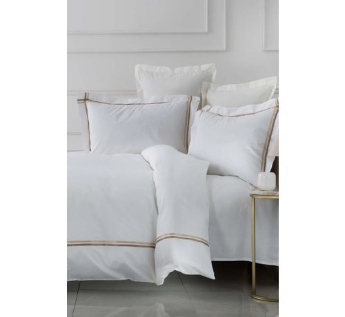 KARACA HOME Karaca Home White Collection Valse Beige Satin Stripe Percal Double Duvet Cover Set