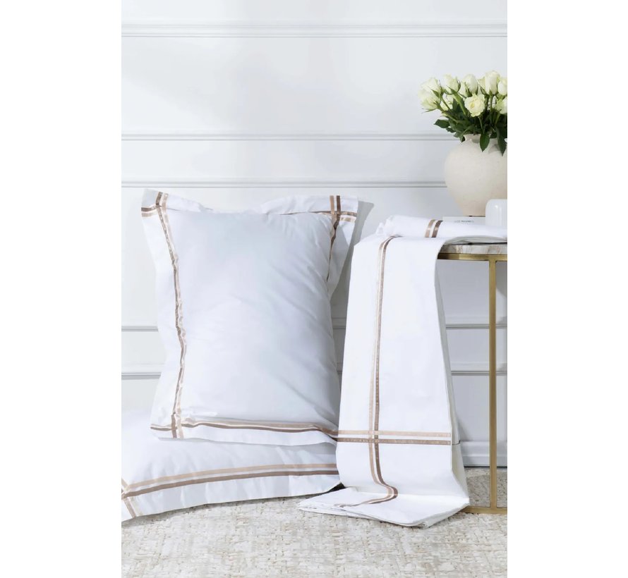 Karaca Home White Collection Valse Beige Satin Stripe Dekbedovertrek 2 persoons