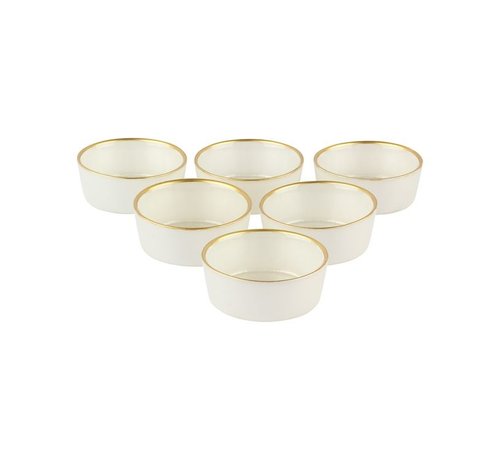 BRICARD PORCELAIN BRICARD REXY KOMMEN SET | 9 CM PAREL WIT-GOUD 6-DELIG