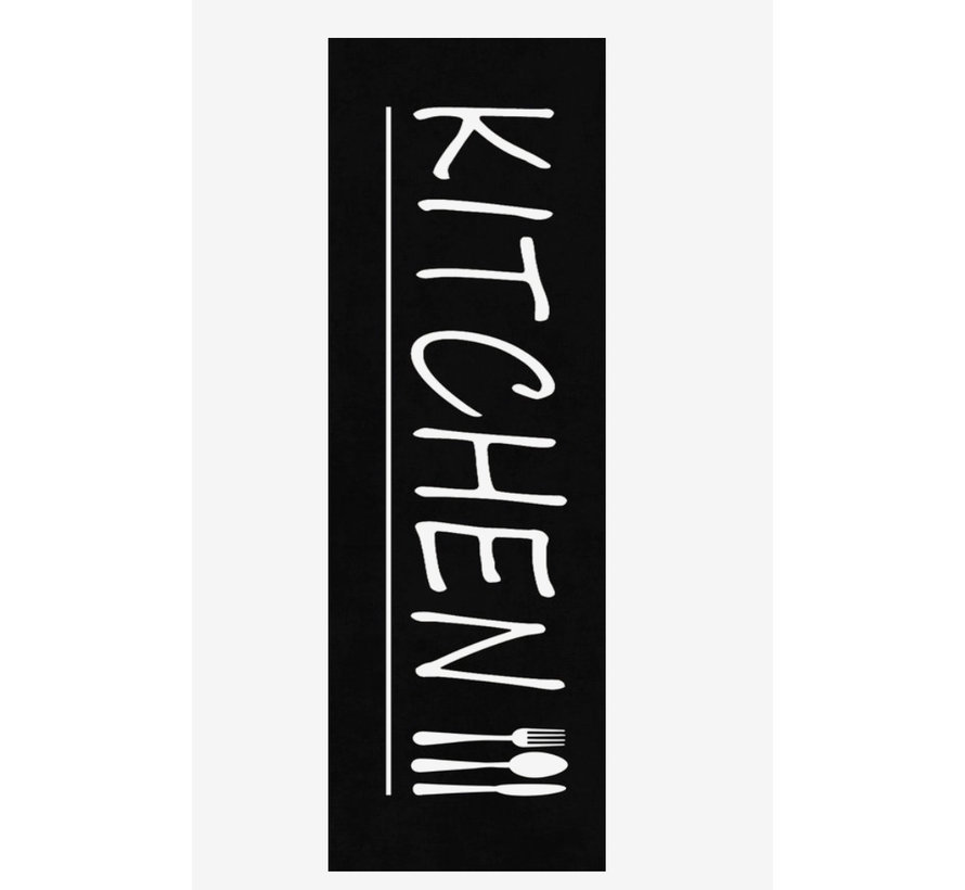 KITCHEN WASBARE TAPIJT ZWART 80 X 200 CM