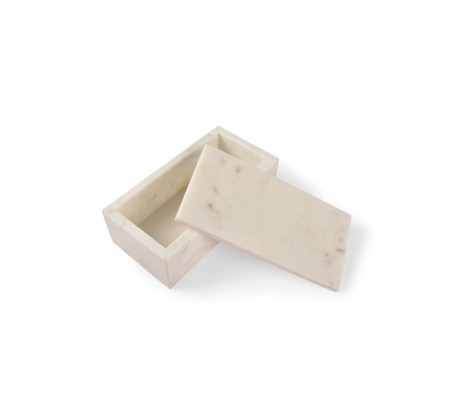 Serving box 20x10xH7cm white marble Pura