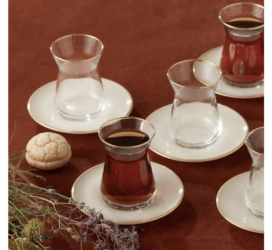 Karaca Retro Beige tea service for 6 people