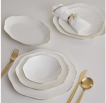 KARACA Karaca Streamline Cyrus Gold 59 Piece New Bone Dinner Set for 12 Person