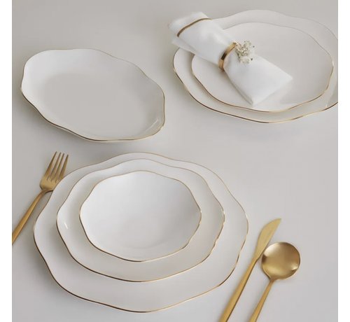 KARACA Karaca Streamline Cyrus Gold 59 Piece New Bone Dinner Set for 12 Person