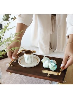 WOODEN GOLD BEAD LEG L DESIGN 30 X20CM TRAY