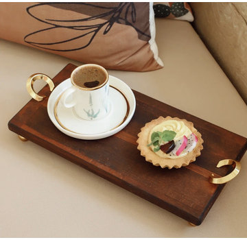 WOODEN 30 X 15CM GOLD LEG RING PRESENTATION TRAY