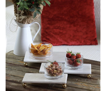 MARBLE GOLD BEAD LEG 3 PIECE SERVING PLATE