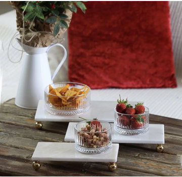 MARBLE GOLD BEAD LEG 3 PIECE SERVING PLATE