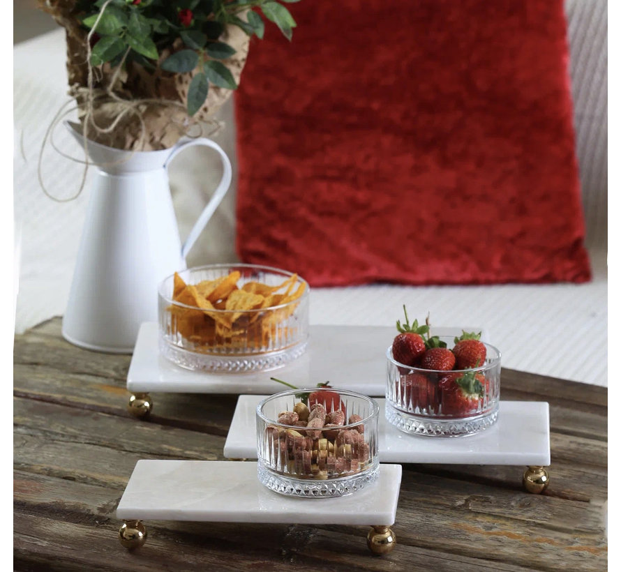 MARBLE GOLD BEAD LEG 3 PIECE SERVING PLATE