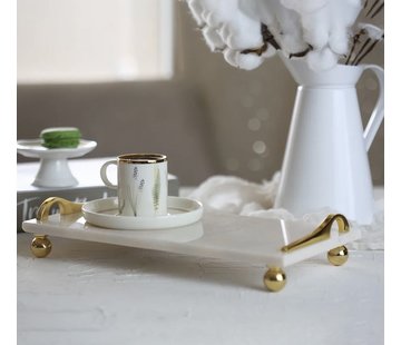 MARBLE WHITE 30 X 15CM GOLD LEG STELLA SERVING TRAY