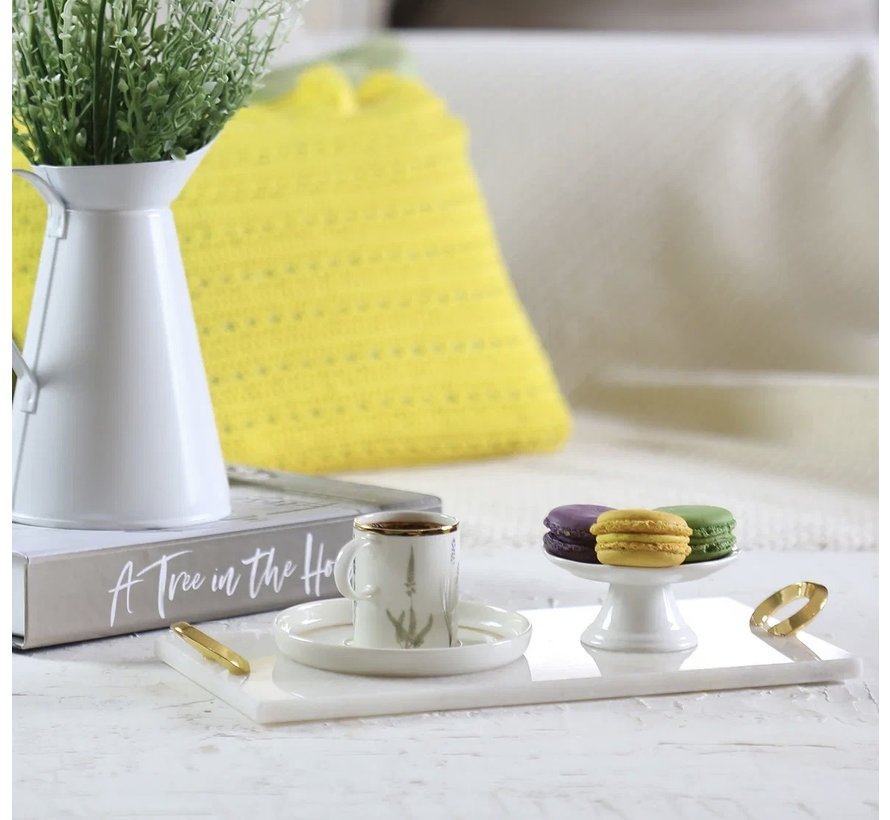 MARBLE WHITE 30 X 15CM RING SERVING TRAY