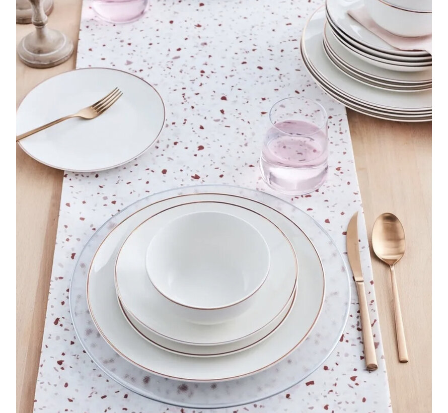 Karaca Leon Rose Gold Porcelain Dinner Set 24 Piece for 6 Person