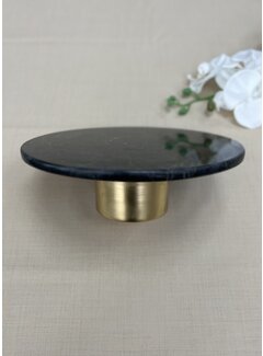 MARBLE 28 CM METAL LEG BLACK ROUND SERVING PLATE