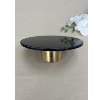 MARBLE 28 CM METAL LEG BLACK ROUND SERVING PLATE