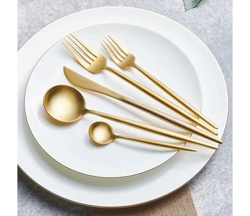 KARACA Karaca Jupiter Matte Gold 60 Parça 12 Kişilik Kutulu Çatal Kaşık Bıçak Takımı