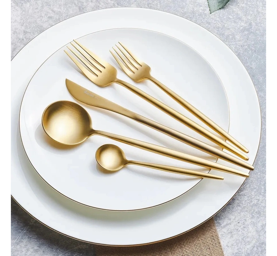 Karaca Jupiter Matte Gold 60 Parça 12 Kişilik Kutulu Çatal Kaşık Bıçak Takımı