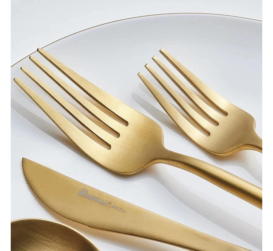 Karaca Jupiter Matte Gold Bestekset 60 Delig | 12 Persoons