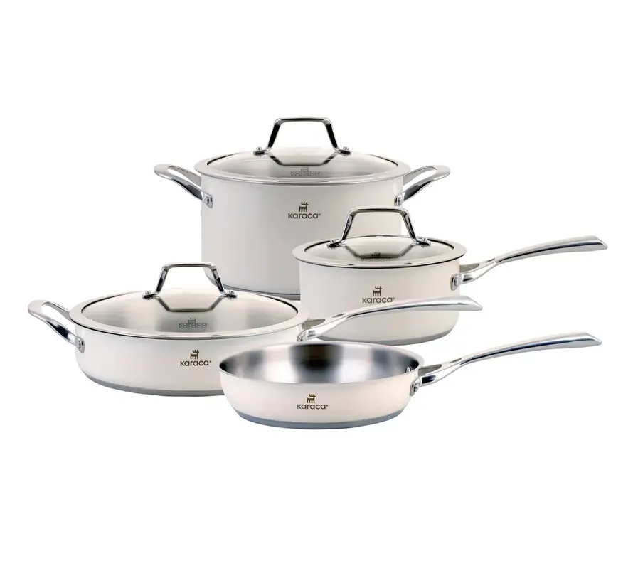 Karaca Stainless Steel Cream Cookware Set 7 piece