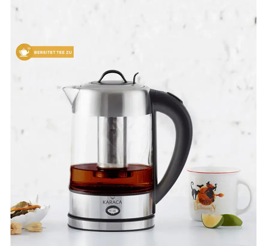 Karaca Led Işıklı Kettle Cam Bitki Çayı Makinesi İnox