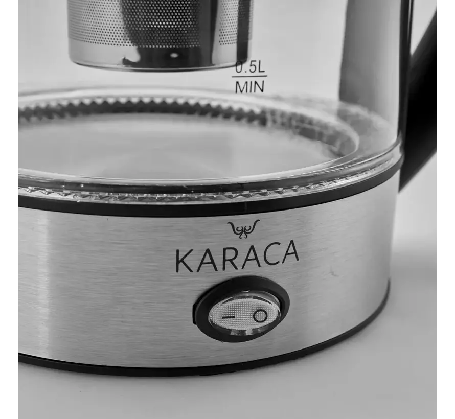 Karaca Glas Kräutertee Kocher mit LED Beleuchtung Inox 2202 1,7 Liter