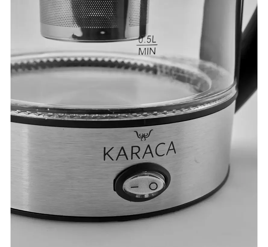 Karaca Led Işıklı Kettle Cam Bitki Çayı Makinesi İnox
