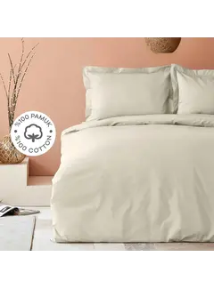 KARACA HOME Karaca Home Back To Basic Beige 100% Cotton Double Duvet Cover Set