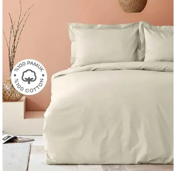 KARACA HOME Karaca Home Back To Basic Beige 100% Cotton Double Duvet Cover Set