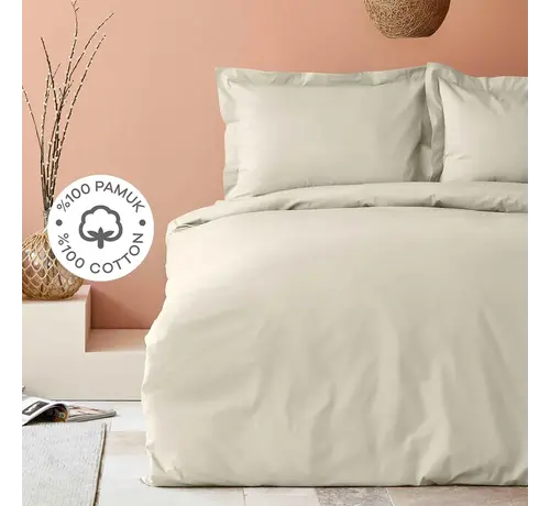 KARACA HOME Karaca Home Back To Basic Beige 100% Cotton Double Duvet Cover Set