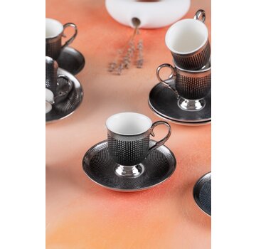 ACR ACR Nova Silver Espressoset 12 Delig | 6 Persoons Zwart