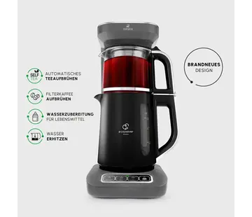 KARACA Karaca Çaysever Robotea Pro 4 in 1 Konuşan Otomatik Çay Makinesi Su Isıtıcı ve Filtre Kahve Demleme Makinesi 2500W Space Gray