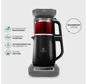 KARACA Karaca Çaysever Robotea Pro 4 in 1 Konuşan Otomatik Çay Makinesi Su Isıtıcı ve Filtre Kahve Demleme Makinesi 2500W Space Gray