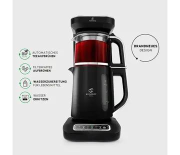 KARACA Karaca Çaysever Robotea Pro 4 in 1 Konuşan Otomatik Çay Makinesi Su Isıtıcı ve Filtre Kahve Demleme Makinesi 2500W Chrome - Krom Siyah