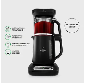 KARACA Karaca Caysever Robotea Pro 4 in 1 Talking Automatic Tea Maker Kettle and Filter Coffee Maker 2500W Chrome - Black