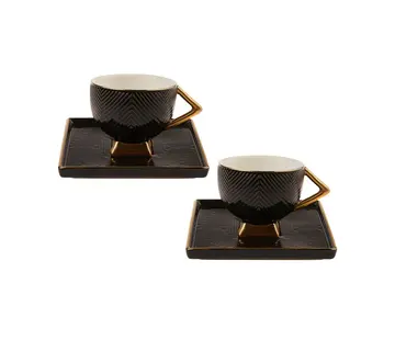 KARACA Karaca Art Deco Black Coffee Cup Set for 2 Person