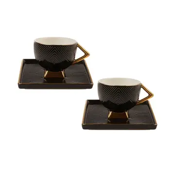 KARACA Karaca Art Deco Espressoset 4 Delig | 2 Persoons Zwart