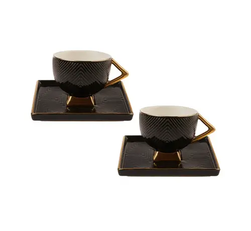 KARACA Karaca Art Deco Black Coffee Cup Set for 2 Person