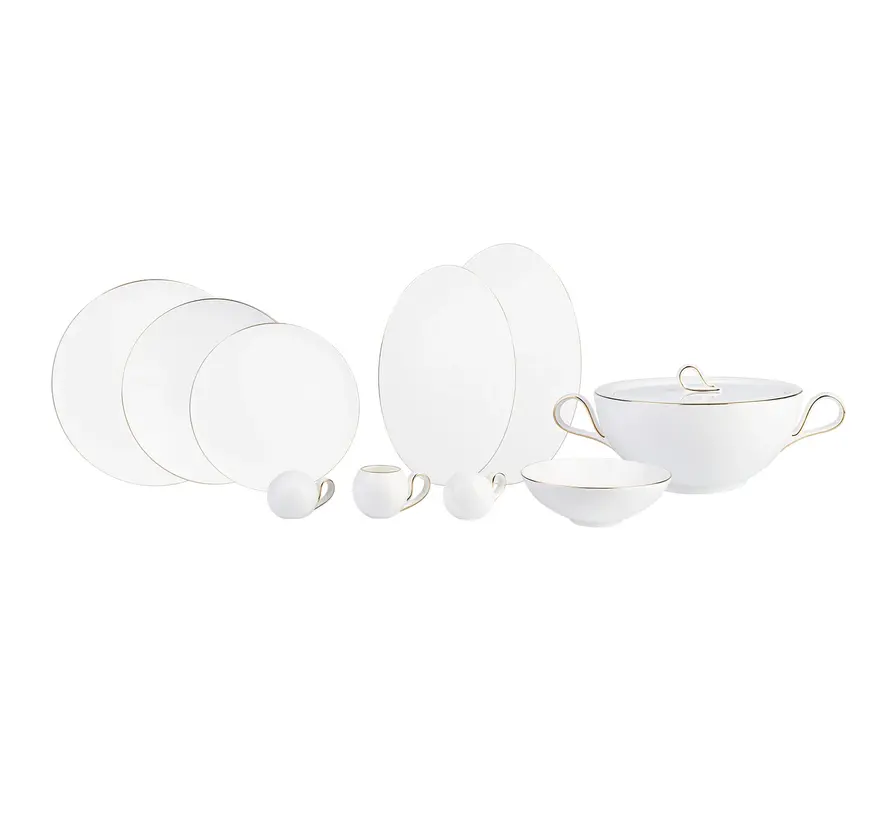 Karaca Fine Pearl Extra Chanak 62 Pieces Dinnerware Set for 12 Persons