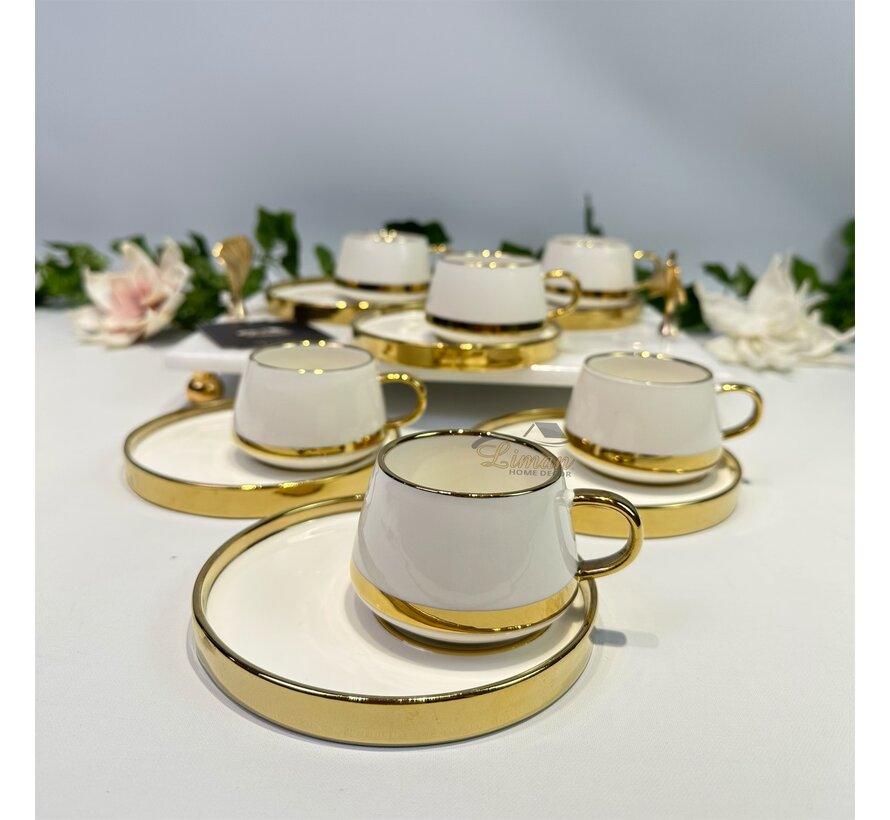 Venus Espressoset 12 Delig | 6 Persoons Wit- Goud