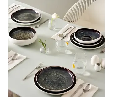 KARACA Karaca Streamline Galactic Stoneware Dinnerware Set,12 Person, White , 59 Piece