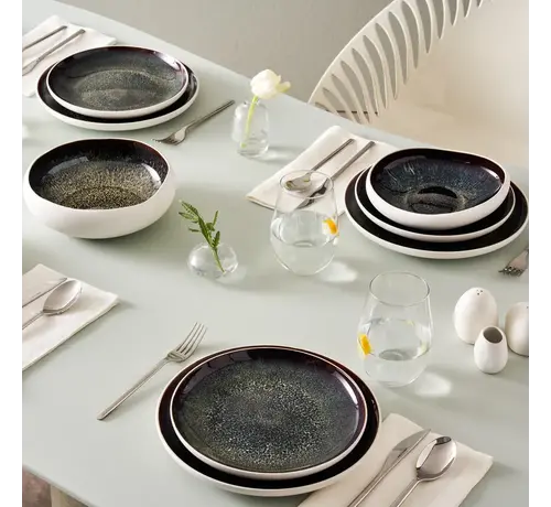 KARACA Karaca Streamline Galactic Stoneware Dinnerware Set,12 Person, White , 59 Piece